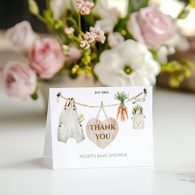Locally Grown Farm Rustic Baby Shower Thanks Thank You Card (Creator Uploaded)