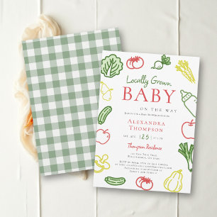 Locally Grown Farm Veggies Colorful Baby Shower Invitation