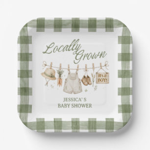 Locally Grown Farmer Market Baby BOY Custom Paper Plates