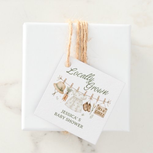Locally Grown Farmer Market Baby Girl Custom Favor Tags