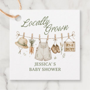 Locally Grown Farmer Market Baby Girl Custom Favor Tags