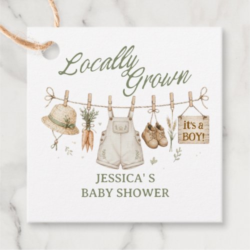 Locally Grown Farmer Market Baby Girl Custom Favor Tags