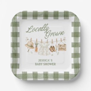 Locally Grown Farmer Market Baby Girl Custom Paper Plates