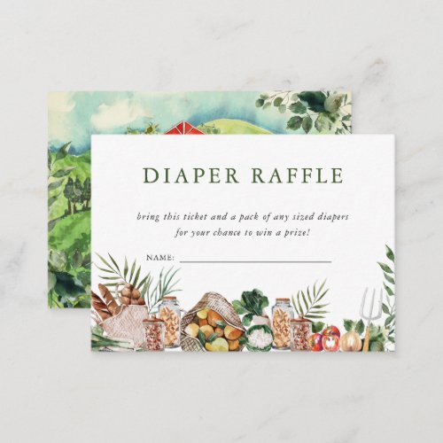 Locally Grown Farmers Market Baby  Diaper Raffle Enclosure Card