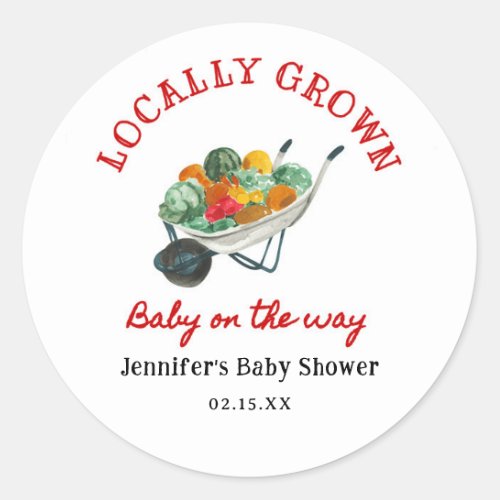 Locally Grown Farmers Market Baby Shower Classic Round Sticker