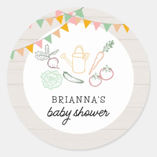 Locally Grown Farmers Market Baby Shower Classic Round Sticker