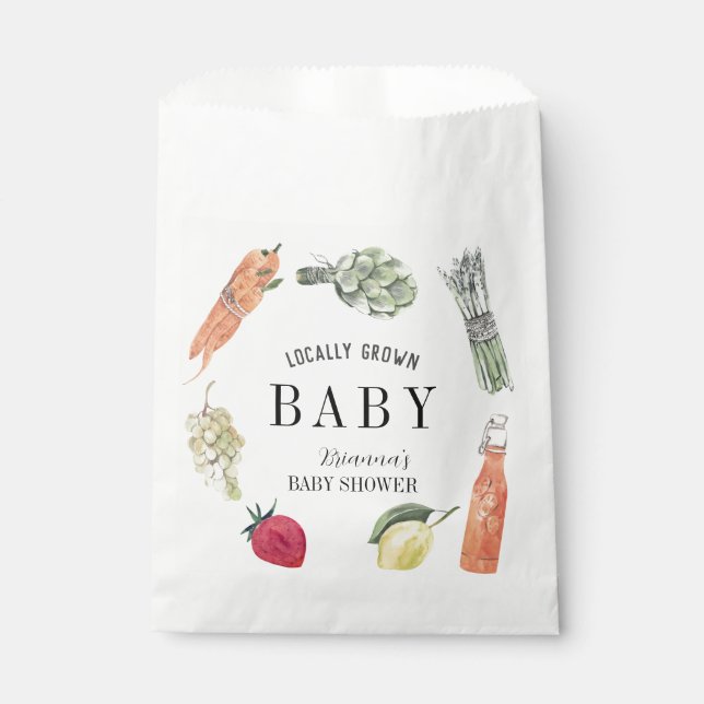 Locally Grown Farmers Market Baby Shower Favor Bag (Front)
