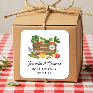 Locally Grown Farmers Market Baby Shower Favor Square Sticker