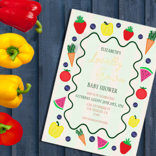 Locally Grown Farmer's Market Baby Shower Foil Invitation