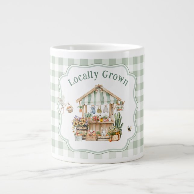 Locally Grown Farmers Market Baby Shower Giant Coffee Mug (Front)