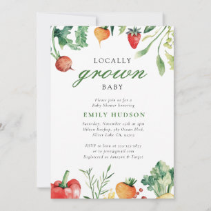 Locally Grown Farmers Market Baby Shower Invitation