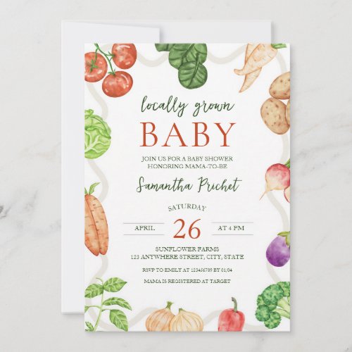 Locally Grown Farmers Market Baby Shower Invitation