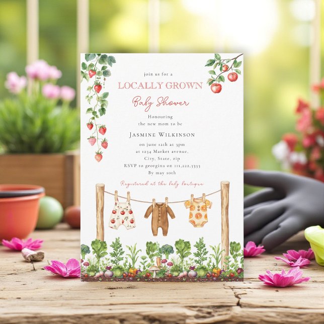 locally grown  farmers market baby shower invitation (Creator Uploaded)