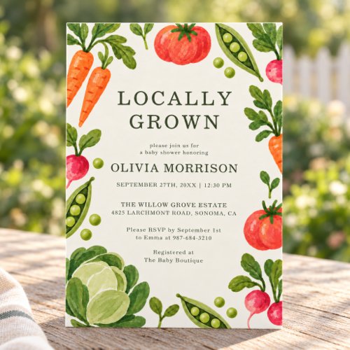 Spring Locally Grown Terracotta baby shower invitation