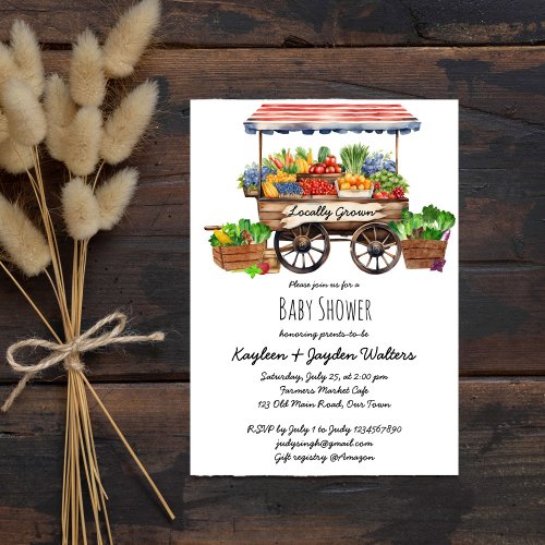 Locally grown farmers market baby shower invitation