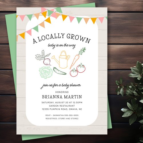 Locally Grown Farmers Market Baby Shower Invitation