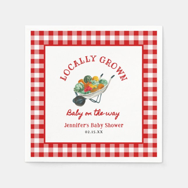 Locally Grown Farmers Market Baby Shower Napkins (Front)