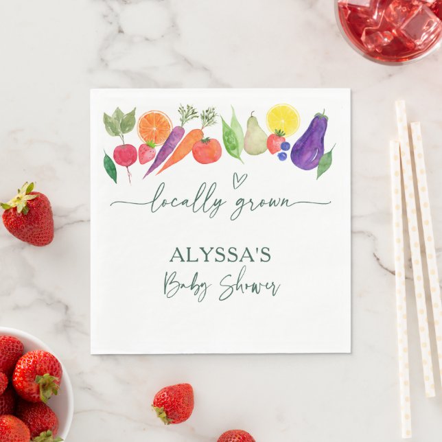 Locally Grown Farmers Market Baby Shower Napkins (Insitu)