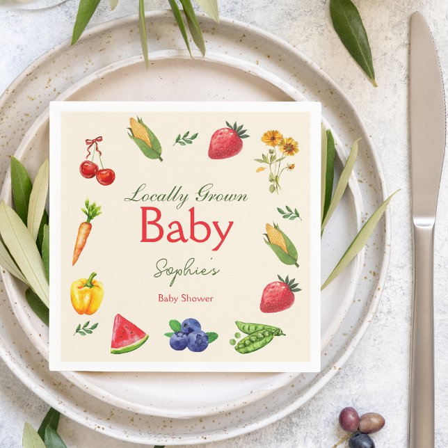 Locally Grown Farmers Market Baby Shower Napkins (Creator Uploaded)