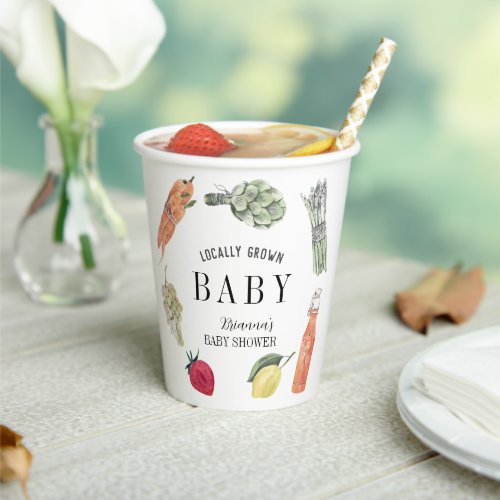 Locally Grown Farmers Market Baby Shower Paper Cups