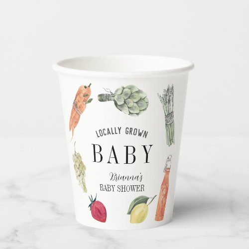 Locally Grown Farmers Market Baby Shower Paper Cups