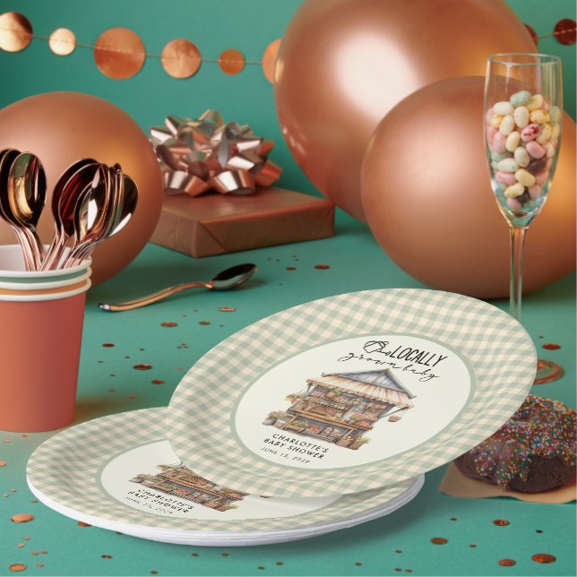 Locally Grown Farmer's Market Baby Shower  Paper Plates (Multi)