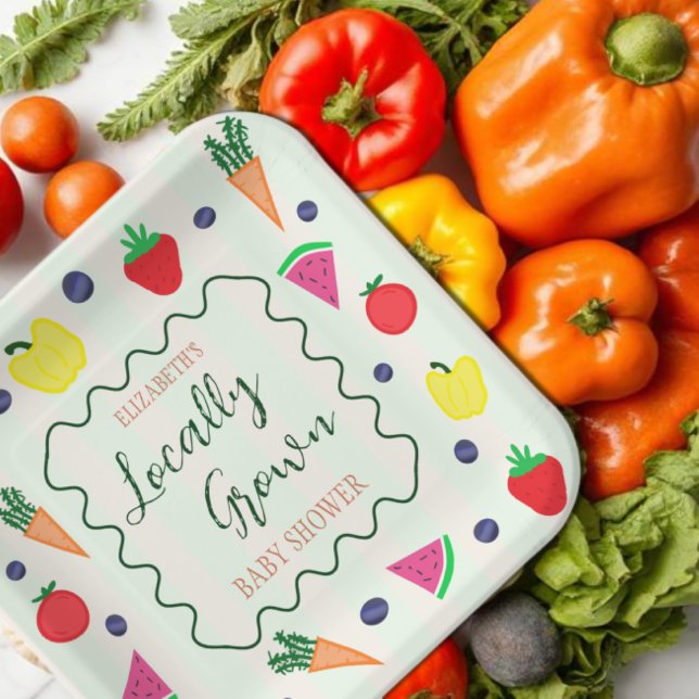 Locally Grown Farmer's Market Baby Shower Paper Plates (Creator Uploaded)