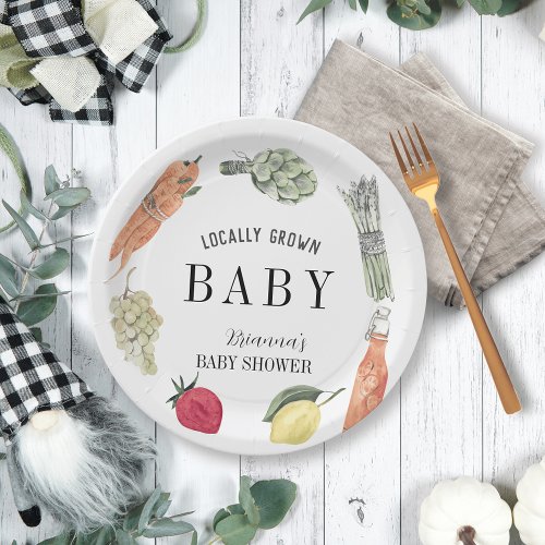 Locally Grown Farmers Market Baby Shower Paper Plates