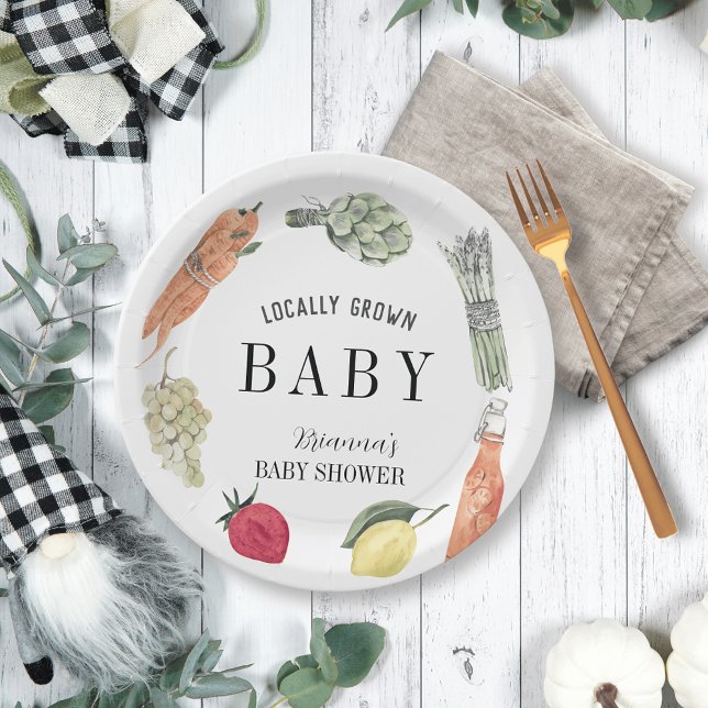 Locally Grown Farmers Market Baby Shower Paper Plates (Creator Uploaded)