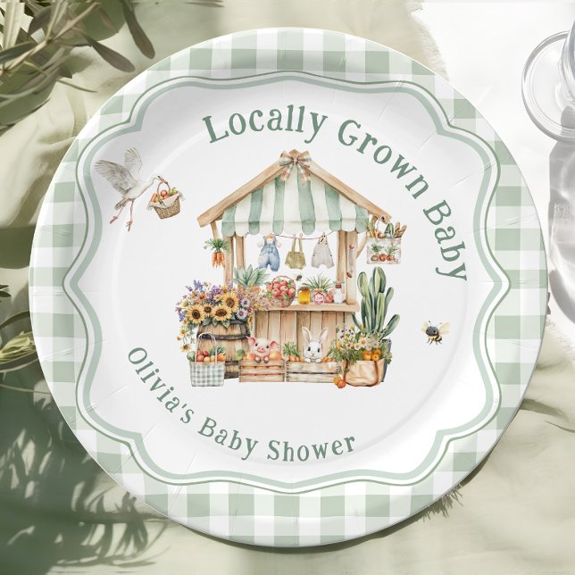 Locally Grown Farmer's Market Baby Shower Paper Plates (Creator Uploaded)