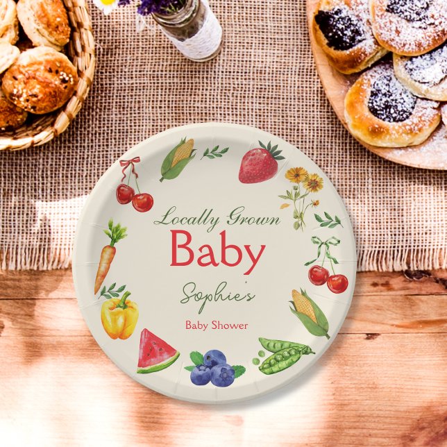 Locally Grown Farmers Market Baby Shower Paper Plates (Creator Uploaded)