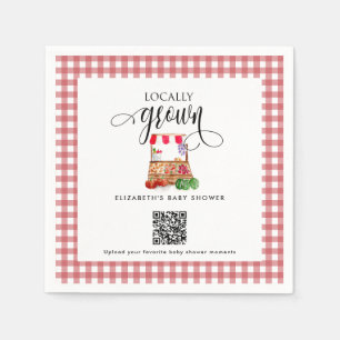 Locally Grown Farmers Market Baby Shower Photo QR Napkins