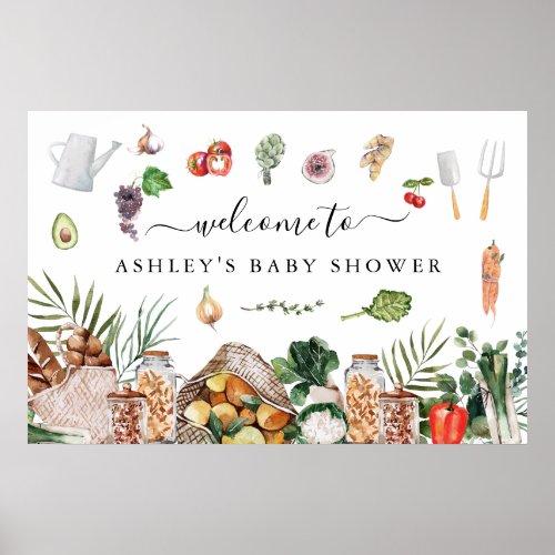 Locally Grown Farmers Market  Baby Shower Poster