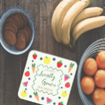 Locally Grown Farmer's Market Baby Shower Square Paper Coaster<br><div class="desc">Locally grown baby! Farmer's market baby shower with fruits and veggies. Features orange carrots,  yellow peppers,  tomatoes,  watermelon slices,  strawberries and blueberries</div>