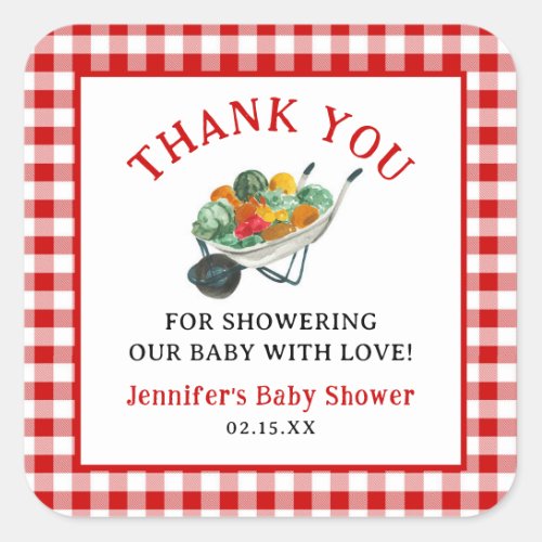 Locally Grown Farmers Market Baby Shower Square Sticker