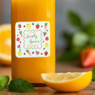 Locally Grown Farmer's Market Baby Shower Square Sticker