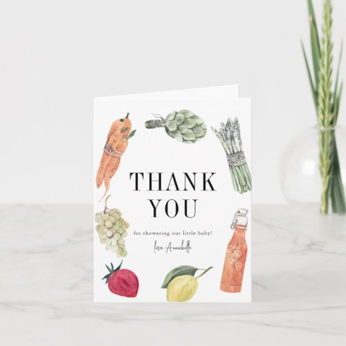 Locally Grown Farmers Market Baby Shower Thank You Card
