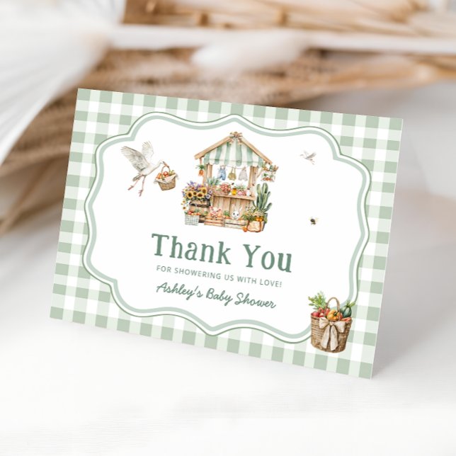 Locally Grown Farmers Market Baby Shower Thank You Card (Creator Uploaded)