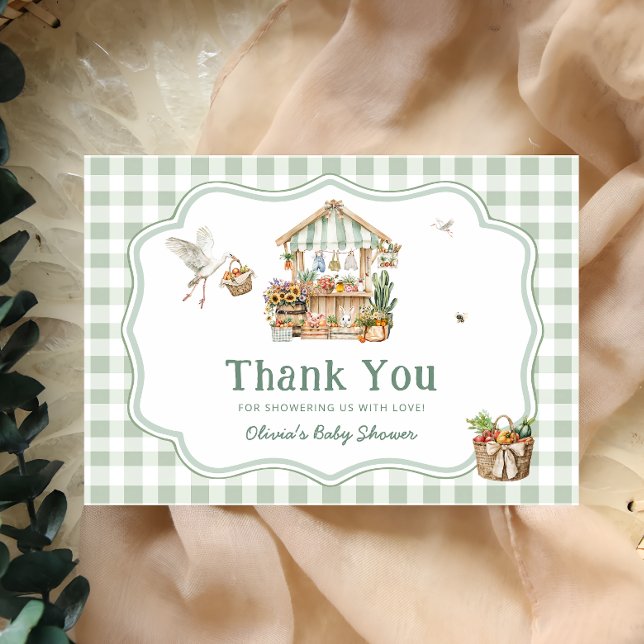 Locally Grown Farmers Market Baby Shower Thank You Card (Creator Uploaded)