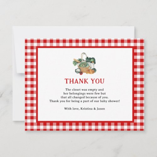 Locally Grown Farmers Market Baby Shower Thank You Card
