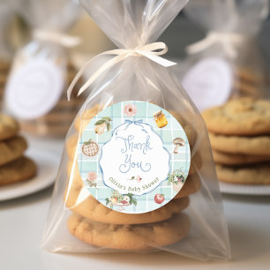 Locally Grown Farmers Market Baby Shower Thank you Classic Round Sticker