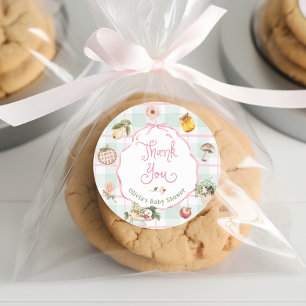 Locally Grown Farmers Market Baby Shower Thank you Classic Round Sticker