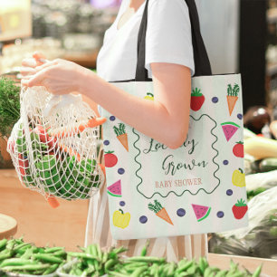Locally Grown Farmer's Market Baby Shower Tote Bag