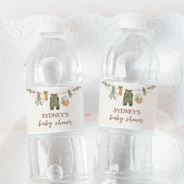 Locally Grown Farmer's Market Baby Shower Water Bottle Label (Creator Uploaded)