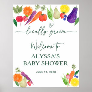 Locally Grown Farmers Market Baby Shower Welcome Poster