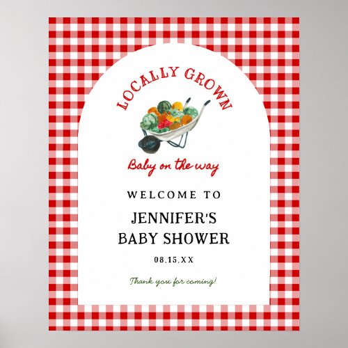 Locally Grown Farmers Market Baby Shower Welcome Poster