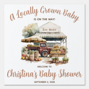 Locally Grown, Farmer's Market Baby Shower Welcome Sign