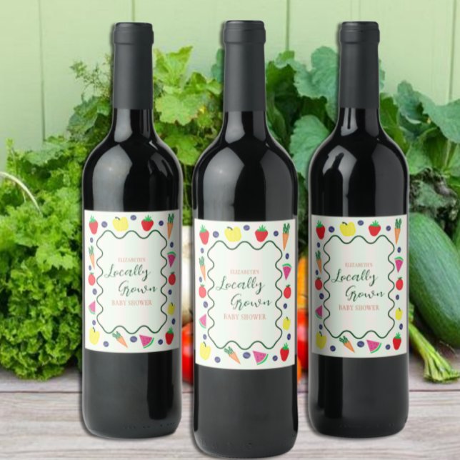 Locally Grown Farmer's Market Baby Shower Wine Label (Creator Uploaded)