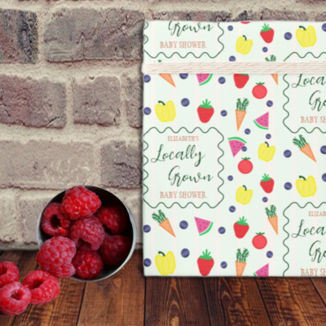 Locally Grown Farmer's Market Baby Shower Wrapping Paper (Creator Uploaded)