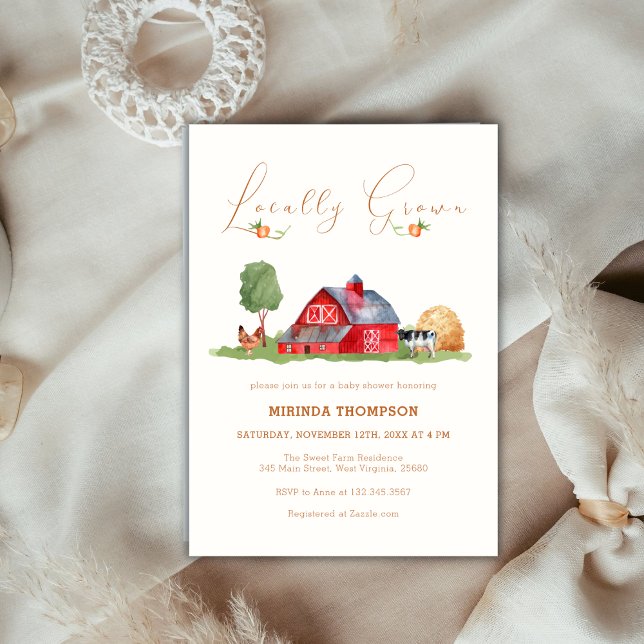 Locally Grown Farmers Market Barn Baby Shower Invitation (Locally Grown Farmers Market Barn Baby Shower Invitation)